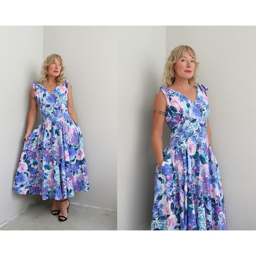 1980's Vintage Floral Summer Sundress Women's Small to Medium SM MD 6 8 10 80's